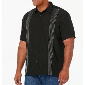 Cubavera Men's Striped Panel Dobby Short Sleeve Button-Down Shirt, Regular Fit